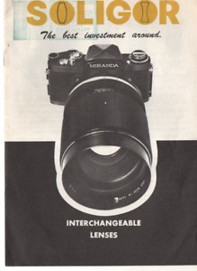 Soligor  Interchangeable Lenses Catalogue Instructions Manual
