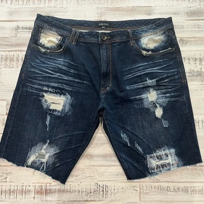Pantalones cortos de mezclilla para hombre AKOO BIG OAK FIT 42 x 11 Distressed Foto 1 de 4
