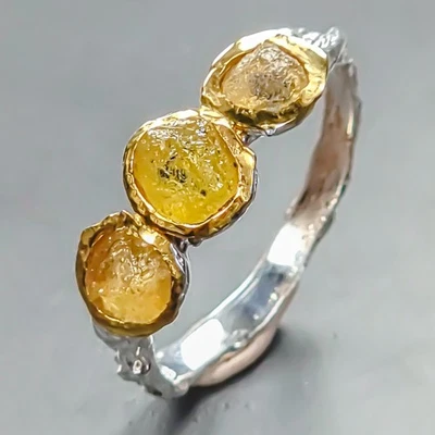 Anillo de piedras preciosas anillo de zafiro amarillo plata de ley 925 tamaño 8,25/R446688 Foto 1 de 4