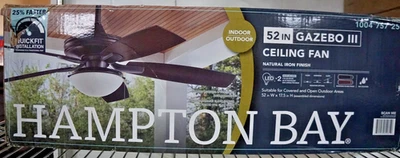 Hampton Bay Gazebo III 3 52 in Indoor/Outdoor Natural Iron Ceiling Fan Free Ship - Image 1 of 2