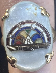 Masonic 10k yellow gold international order of the rainbow for girls ring RARE - Picture 1 of 16