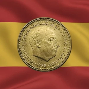 1953 Spain 1 Peseta - Franco Era - Combined Ship - Picture 1 of 2