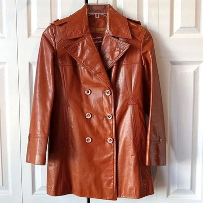 Etienne Aigner Size 10 Vintage Leather Jacket Coat Women's Camel Brown - Image 1 of 4