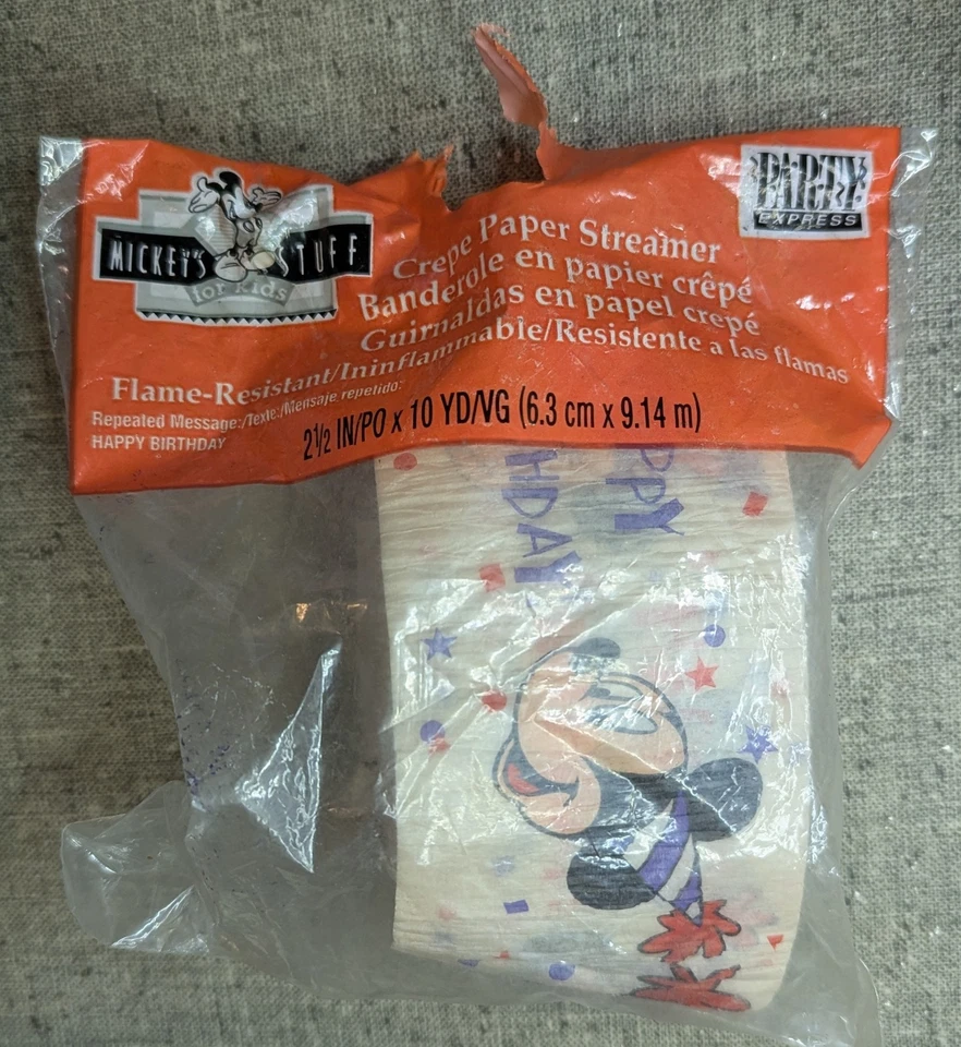Винтажные открытые вещи Mickey's для детей стример из крепированной бумаги для поздравления с днем рождения вечеринки - Изображение 1 из 4