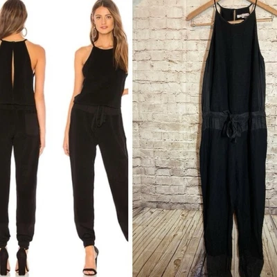 Mono de lino Young Fabulous & Broke Diego para mujer mediano negro espalda abierta Foto 1 de 4