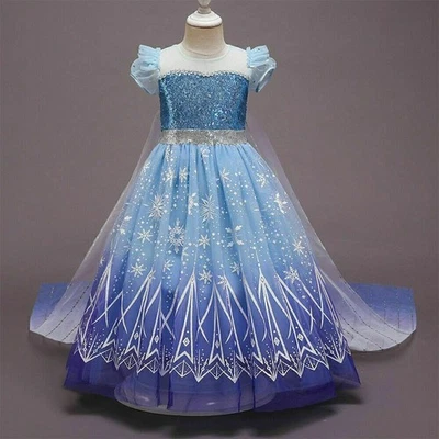 MARKENLOS Kleid Kinder Mädchen Frozen Elsa Prinzessin Partykleid Eiskönigin Cosplay Kostüm