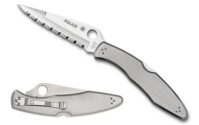 Spyderco Knives Police Model Stainless Steel Serrated VG-10 C07S Pocket Knife - Image 1 of 4