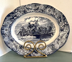 VTG Liberty Blue Staffordshire 14" Platter Washington Crossing The Delaware - Picture 1 of 7