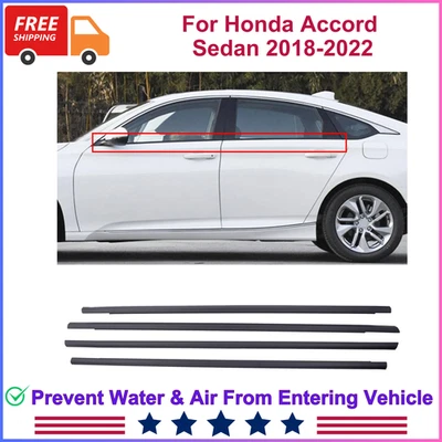 4PCS Weatherstrip Window Moulding Trim Seal Belt Fit For Honda Accord 2018-2022 - Image 1 of 4