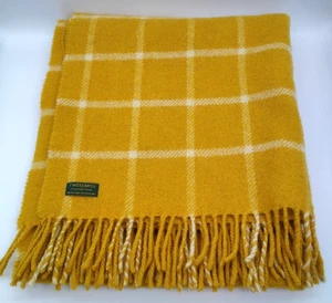 Tweedmill Yellow Windowpane Check Pure New Wool Blanket Throw - 160cm x 73cm - Picture 1 of 6