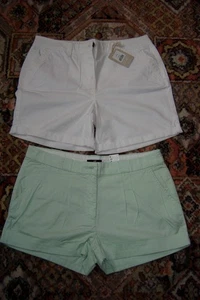 Size 12 White & Green 2 Prs Cotton Low Rise Short Authentic Shorts & H&M N/W/Tgs - Picture 1 of 9