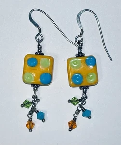 Lampwork Swarovski Kristall & Sterlingsilber Ohrringe-Party Gastgeschenke OOAK - Bild 1 von 4