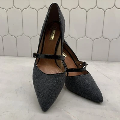 Women’s Halogen Grey Flannel Pumps Size 8M With Black Patent Leather Trim - Image 1 of 4