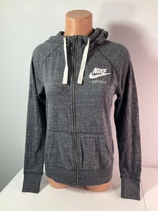 Chaqueta ligera Nike gris con cremallera completa blanca con capucha. #883729. Talla Sm. NUEVO. - Imagen 1 de 8