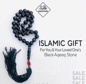 Tasbih de piedra negra Aqeeq, oración 100 cuentas, Tasbih, Misbaha, Tasbeeh📿 - Imagen 1 de 5