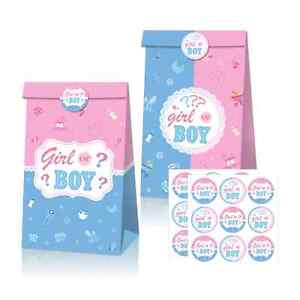 Baby Shower Bags Gender Reveal Party Gift Bag Favour Boy Girl Stickers Pink Blue