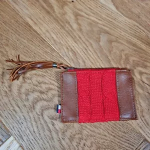 Tommy Hilfiger Cartera para Tarjetas y Monederos Marrón Rojo Imitación Cuero Borla Monedero - Imagen 1 de 11