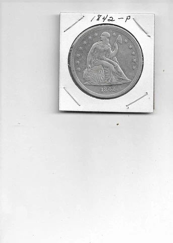 1842 RARE 90% Silver Seated Liberty Dollar Coin!  #1Q22-59 Cover