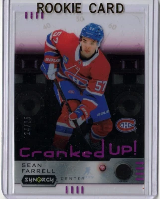 SEAN FARRELL 23/24 Upper Deck Synergy Cranked Up! Rookie Acetate CR-CM PINK #/25 - Image 1 of 2