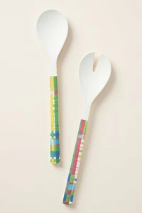 Juego de servir de melamina a cuadros Vera for Anthropologie nuevo con etiquetas - Imagen 1 de 2