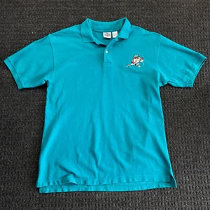 Looney Tunes Taz Acme Clothing Co Golfing Teal Blue Green Polo Shirt Vintage 2XL - Picture 1 of 9