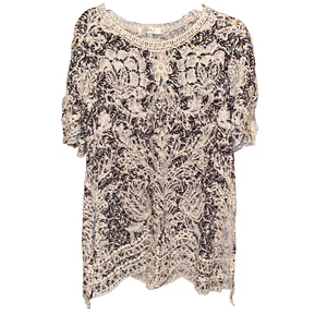 Anthropologie Solitaire cremefarbene bestickte Blumenbluse Größe 2X - Bild 1 von 3