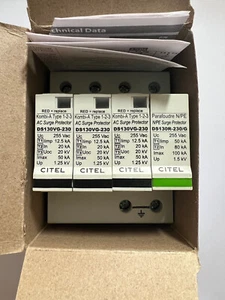 CITEL Parafoudre BT Triphasé 1+2+3 +N Type 1 2 3 DS134VGS-230/G 571584 50KA - Imagen 1 de 2
