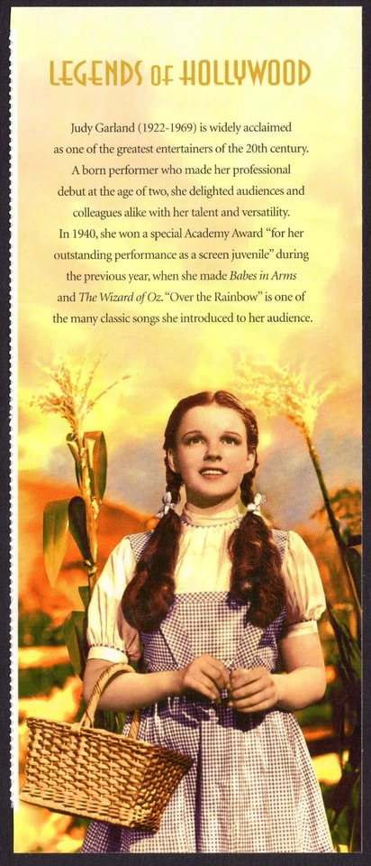 Scott #4077 Judy Garland (Legends of Hollywood) Title Strip - NO Stamps - Image 1 of 1