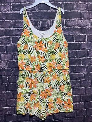 Camiseta sin mangas Cato Mameluco Pantalones Cortos Mujer Medianos Verde Naranja Tropical Cordón Bolsillo Foto 1 de 4