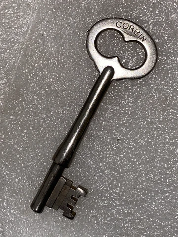 Antique Corbin  Mortise Lock Skeleton Key #H528.   Antique Door Key Cover