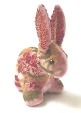 Anke Drechsel Hope Bunny New Rose Embroidery Animal Silk Velvet Hase Kissen Rosa