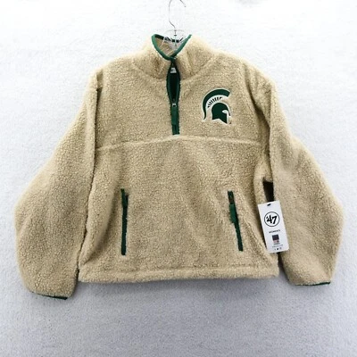 MSU Sherpa Jacket Womens Small Beige Oatmeal '47 Brand 1/4 Zip Michigan State - Image 1 of 4