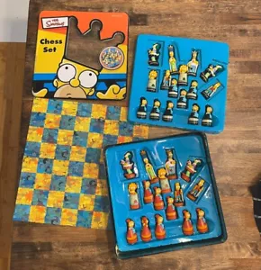 Vintage Rare HTF 1998 The Simpsons 3D Chess Set In Metal Tin - Picture 1 of 6