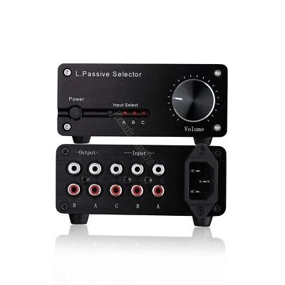 Mini Passive Preamp HiFi Selector 3-IN-2-OUT Audio Switcher Box + Volume Control - Image 1 of 4
