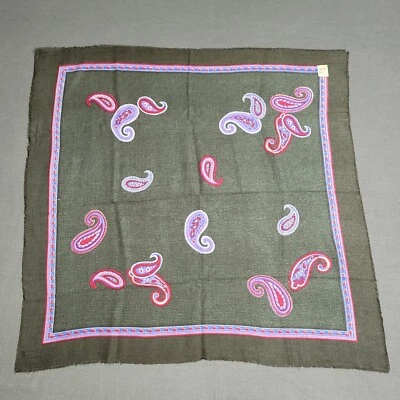 VTG Glentex Japan 30” Square Scarf Shawl Black Red Purple Floral Paisley Acrylic - Image 1 of 4