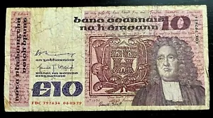 IRELAND REPUBLIC 10 POUNDS P-72 1979 Rare Date SWIFT PRE EURO IRISH WRITING NOTE - Picture 1 of 1