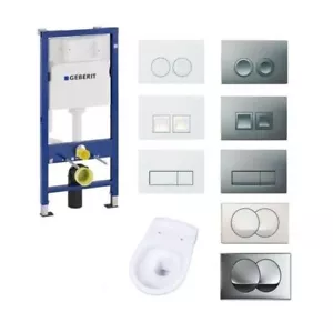 Geberit Duofix Vorwandelement mit Wand WC spülrandlos Komplettset mit WC Sitz - Bild 1 von 24