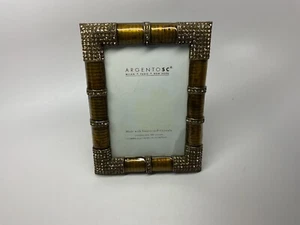 NWT! Argento SC Hand Set Swarovski Crystal Enamel Brass Easel Back Picture Frame - Picture 1 of 6