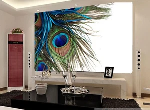 3D Peacock Feather 85 Wallpaper Mural Paper Wall Print Wallpaper Murals UK Lemon - Picture 1 of 6