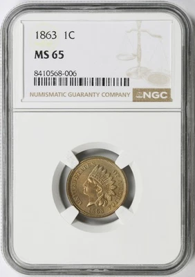 1863 1c Indian Cent NGC MS65 Civil War Date - Image 1 of 4