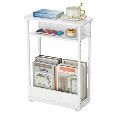 Mesa auxiliar estrecha Mesa auxiliar de 3 niveles con estante de almacenamiento Sofá moderno Mesa delgada Si... Foto 1 de 4