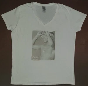 T-shirt bianca scollo a V TUPAC SHAKUR 1971-1996 donna taglia grande - Foto 1 di 4