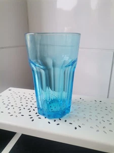 IKEA Pokal Glass Bright Blue Tumbler 9 Panel Bulgaria 5.25” Rare VGC - Picture 1 of 7