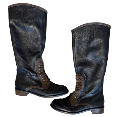 Botas de Equitação Schuler & Sons for Anthro Whipstitch Altas, Tamanho 8, Preto e Marrom - Imagem 1 de 4