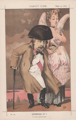 Антикварная королевская литография Vanity Fair Наполеона III, французского императора, 1869 г. - Изображение 1 из 2