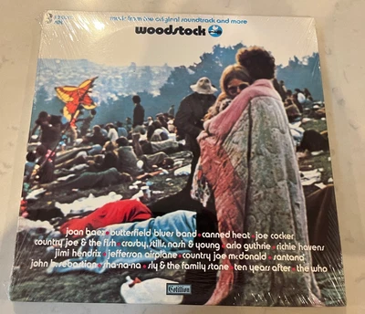 HENDRIX~SANTANA~WHO~CSNY~AIRPLANE~WOODSTOCK 1~SEALED ORIG '71 COTILLION 3-LP SET - Image 1 of 4