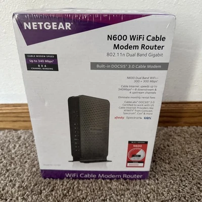 Netgear N600 WiFi Cable Modem Router Dual Band Gigabit DOCSIS 3.0 C3700 - Image 1 of 4