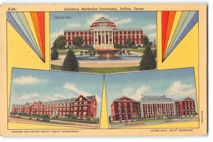 Postcard Southern Methodist University Dallas TX 1941 Dorms & Dallas Hall - Picture 1 of 2
