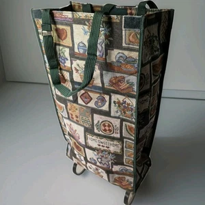Bolso de Compras Vintage "Home Sweet Home" Patrón Tapiz con Ruedas Plegables - Imagen 1 de 16