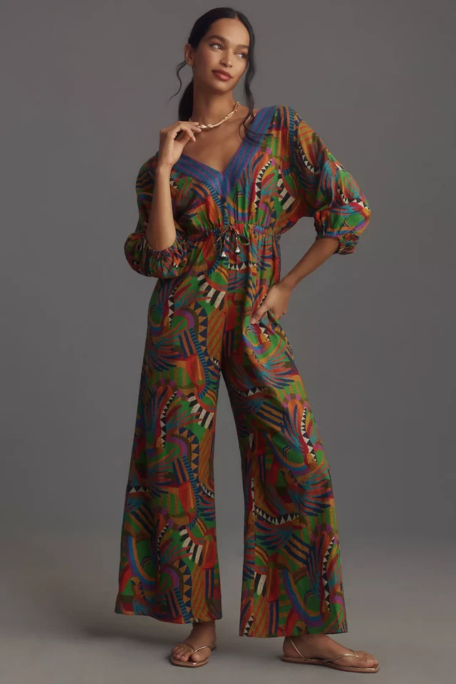 Anthropologie Farm Rio Wide-Leg Bold Colors Vibrant Prints Jumpsuit EUC XS - Image 1 of 4